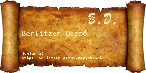 Berlitzer Dezső névjegykártya